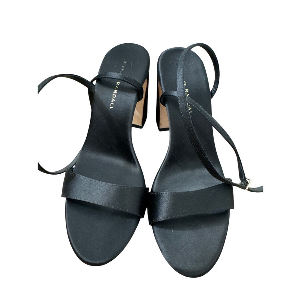 Loeffler Randal Black Satin Strappy Pump Sz 7.5 - Picture 2 of 6